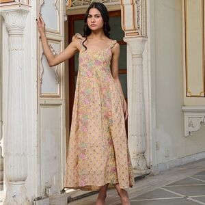 New Boho adjustable Strap SundressCotton Tiered Zip Side Entry Large & XL